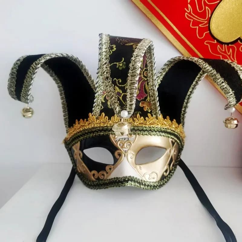 Le Cool Italian Venetian Bell Gentleman Half-Face Halloween Masquerade Festival Party Vintage Mask