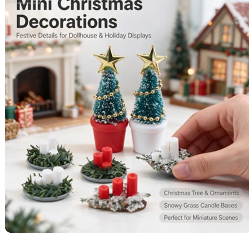 1:12 Miniature Dollhouse Christmas Scene Accessories Candle/Tree DIY Xmas Living Room Decor Micro Landscape Model