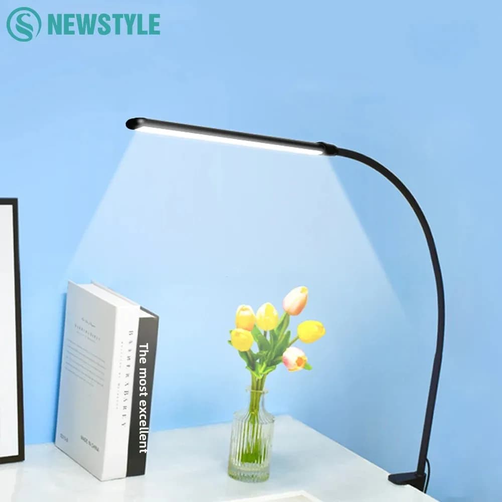 Metal Single Head LED Foldable Desk Lamp 3 Colors Adjustable 10 Brightness Levels Flexible Rotating Lamp Head For Home Reading PC