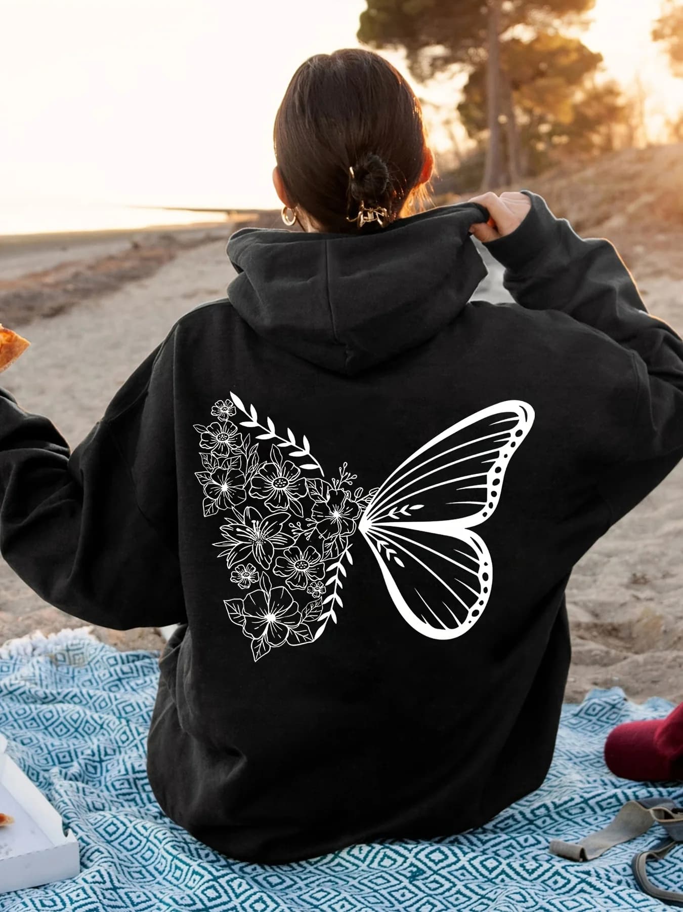 Women's Casual Creative Butterfly Alphabet Drawing Fashion Trend S Hoodie Fashion Casual HipHop Sweatshirt Harajuku Unisex