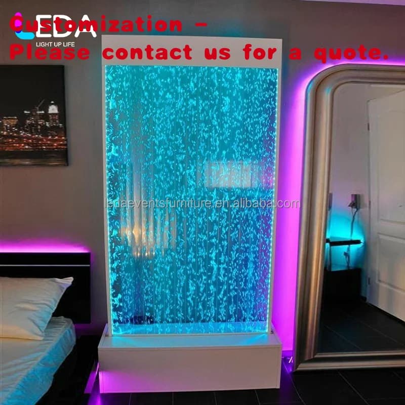 custom.LEDA Easy to Install Wedding Decoration Waterfall Wall Metal Curtain Fountain with LED Light
