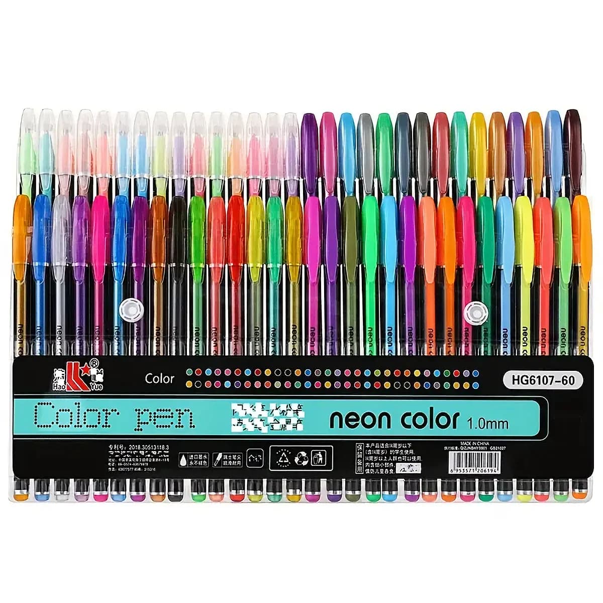 60 Penne Gel Colorate - Punta Fine, Include Colori Glitterati, Metallizzati, Neon e Pastello, per Colorare per Adulti, Etichette Regalo e Amanti della Cartoleria