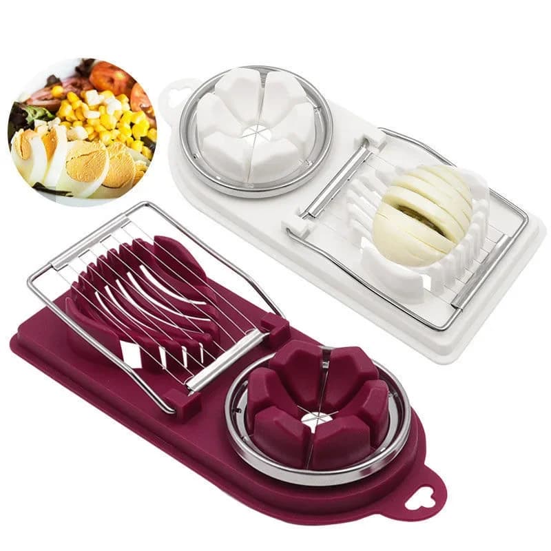 Affettatrice per uova in acciaio inossidabile 2 in1 per uova del secolo conservato regolare Frutta Utensile da cucina multiuso Design compatto e facile da pulire
