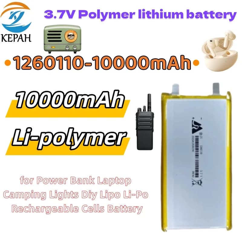 1260110 3.7V 10000mAh Polymer Lithium Battery Li-polymer Rechargeable Batteries for Power Bank DIY GPS Laptop