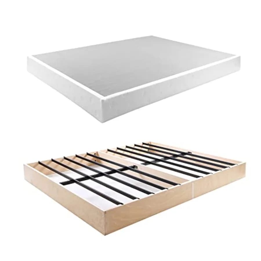Base per Materasso in Metallo e Legno, Struttura con Rivestimento in Tessuto, Facile Montaggio, Silenziosa, Antiscivolo