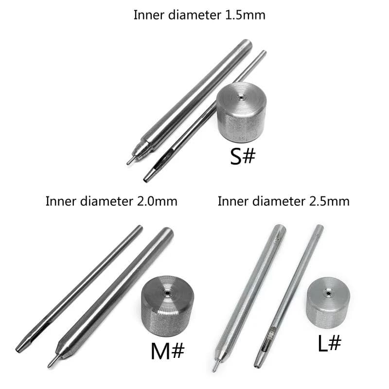 0XLD Set punching tools with handpiece eyelets useful for handcrafted work in DIY leather 3 pieces