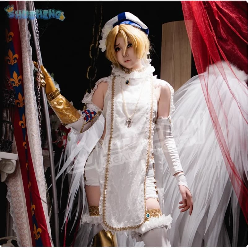 Shounen Jeanne Costume Cosplay Joan of Arc Halloween Woman Dress Sexy Hat Gloves Necklace Uniform Scene Items Party Dress Jeanne-kun