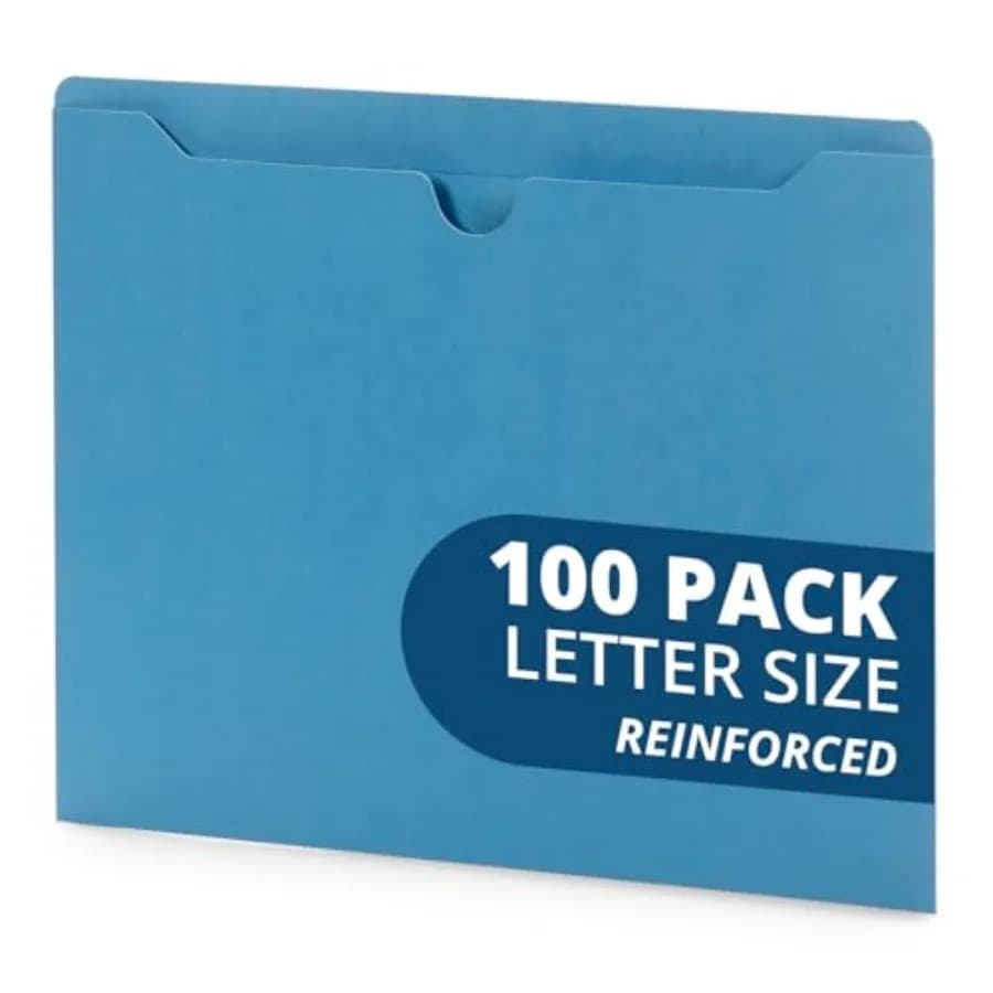 100 Cartelle Portadocumenti Rinforzate con Linguette a Taglio Dritto Progettate per l'Uso con Archivio Sospeso Standard Formato Lettera, Confezione da 100