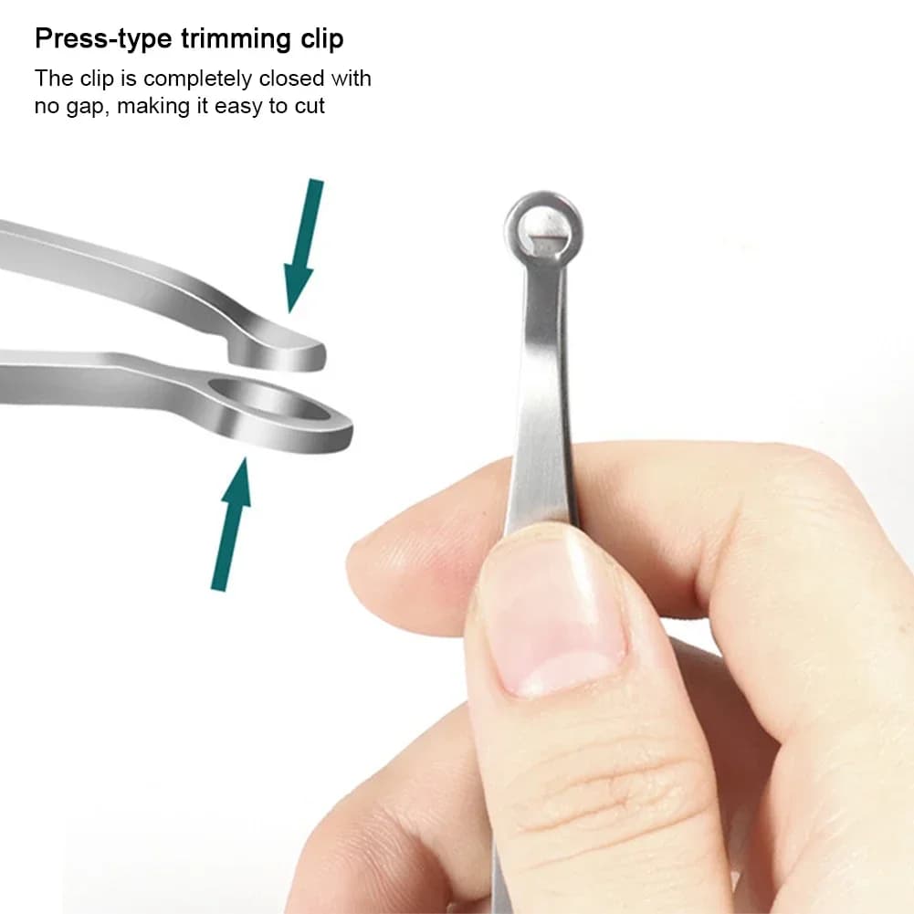 Stainless Steel Round-Head Nose Ear Hair Clip Beard Trimmer Eyebrow Scissors Nose Eyebrow Pusher - Tweezers Blade Precision Groo