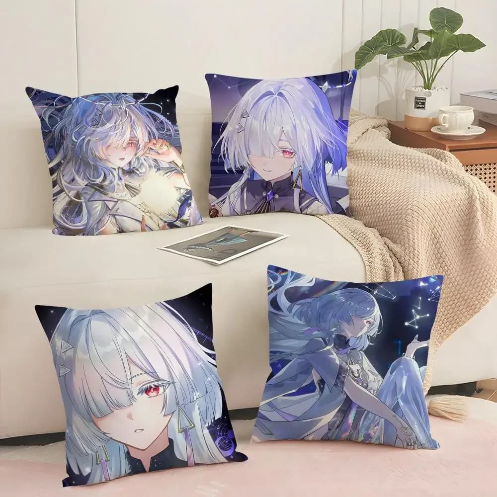 Wuthering Waves Mornye Cushion Cover Silky Short Plush Invisible Zipper Dustproof Sofa Pillow Case for Home Decor