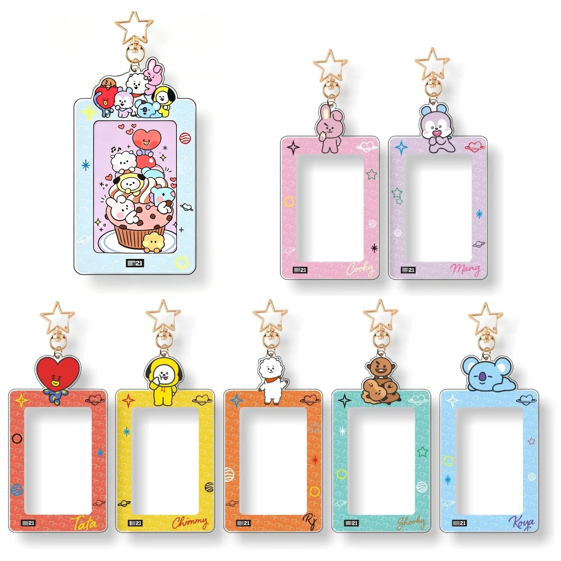 Kawaii BT21 Card Holder Keychain Card Storage Pendant ID Photo Storage Card Bag CHIMMY COOKY KOYA TATA Anime Gift Toys In Stock