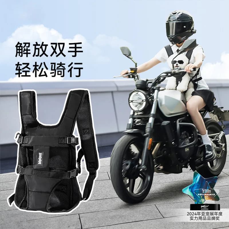 Zaino Trasportino per Animali Domestici da Moto, Borsa Traspirante per Cani e Gatti, Borsa da Viaggio per Ciclismo all'Aperto, Zaino da Moto per Cani di Piccola e Media Taglia