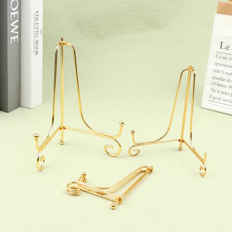 New·Iron Display Stand Craft Bracket Book Holder Photo Pedestal Bowl Dish Frame Picture Plate Rack Easel Storage Decoration