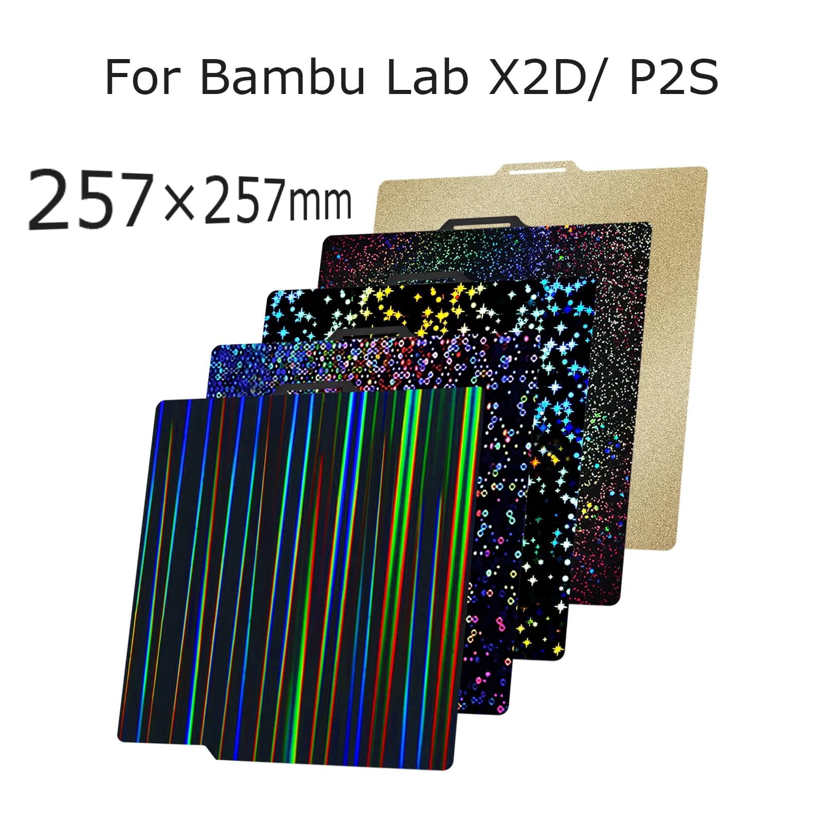 Piastra di stampa PEI 257x257mm per Bambu Lab X2D/X1C/P1S/A1/P2S, foglio in acciaio armonico a doppia faccia, foglio per piano riscaldato, ricambi per stampanti 3D