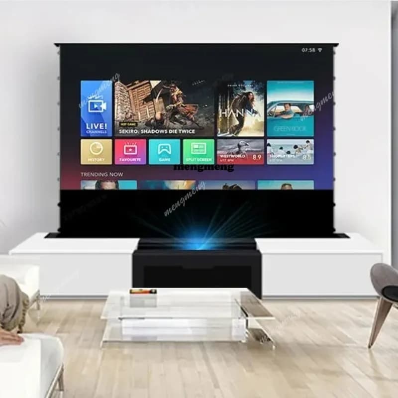 Schermi di Proiezione Moderni da 120 Pollici a Scomparsa nel Pavimento con Mobile TV Laser Integrato per Proiettore Laser Triplo Ultra Corto Hisense L9Q