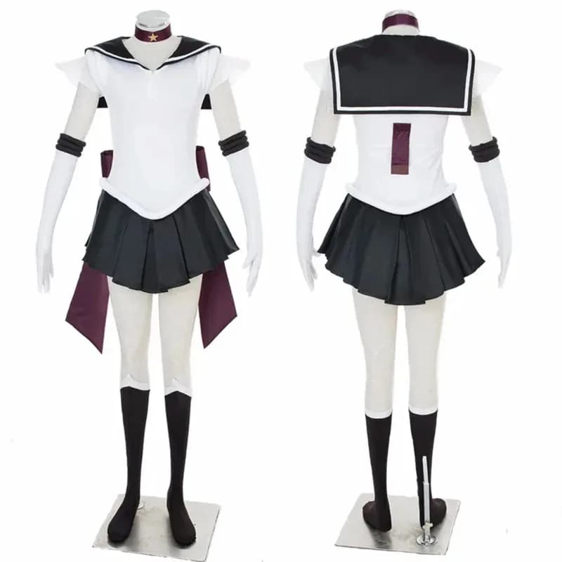 Anime Meiou Setsuna Sailor Plutone Super S Costume Cosplay Guanti Spilla Archi Calzini Fascia per bambini Adulti Personalizzato M v;6, a'