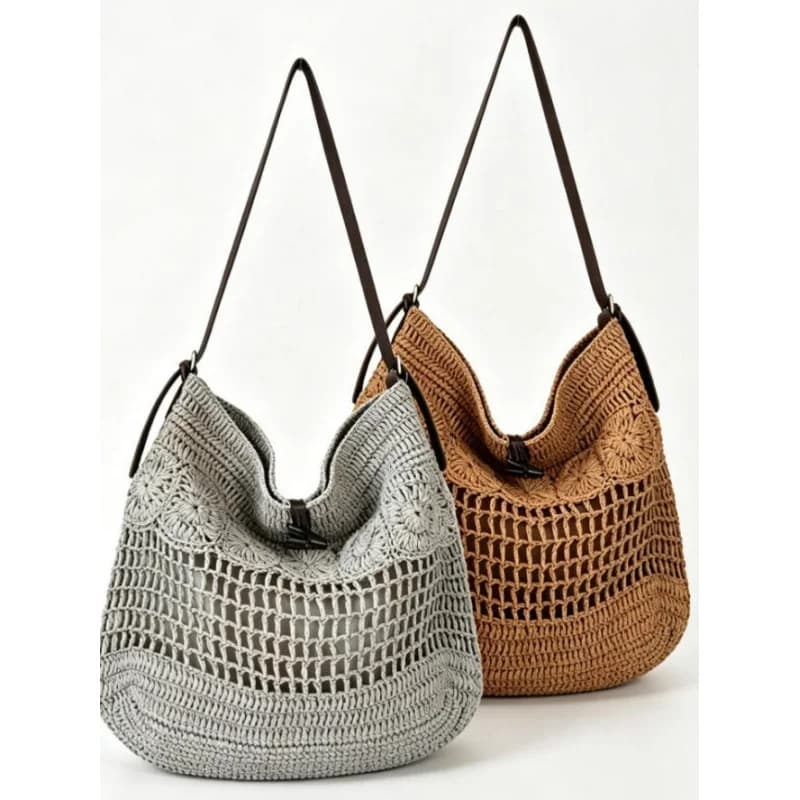 Hand-Woven2026New straw shoulder bag, large-capacity tote bag, beach bag