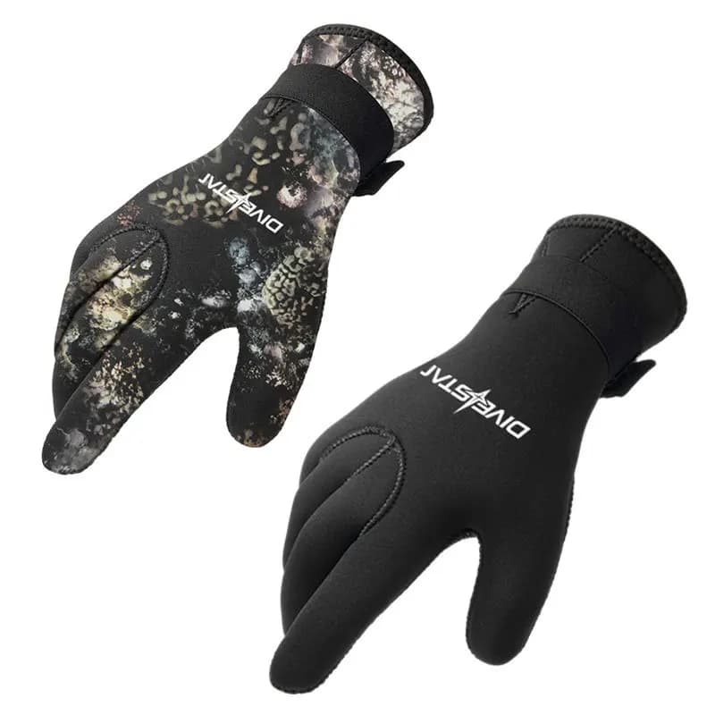 Guanti da sub mimetici in neoprene da 3 mm 5 mm con cinturino con fibbia per pesca subacquea Scuba Snorkeling Pesca Sport acquatici Guanti termici