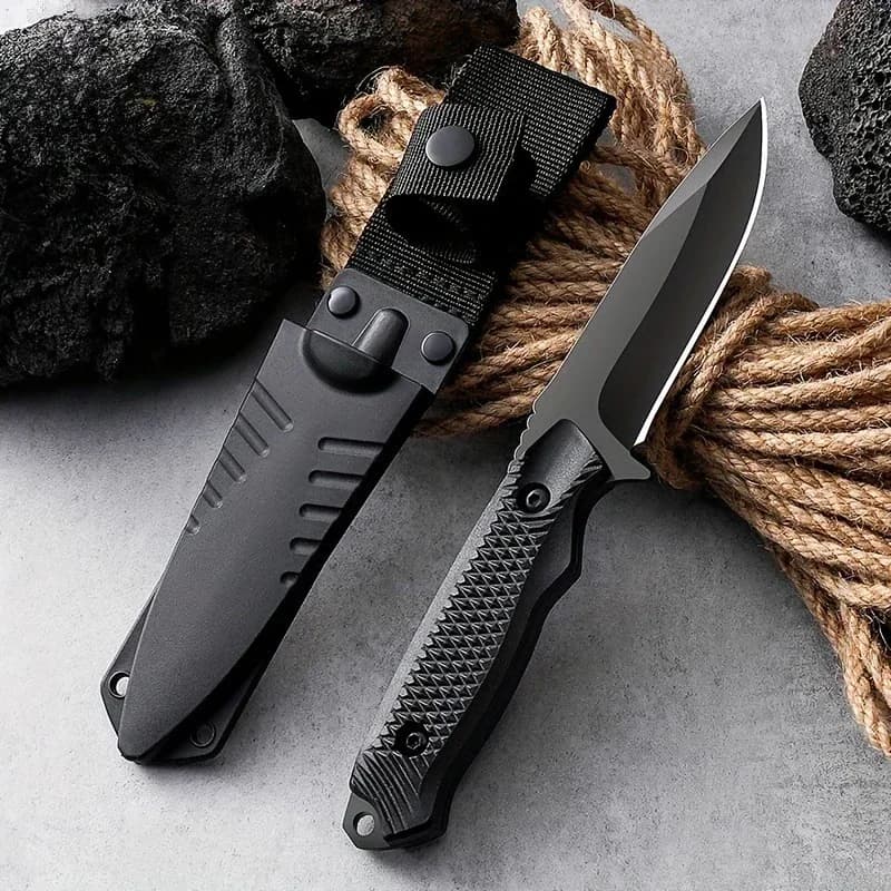 1pcs High Hardness Fixed Blade Straight Knife with ABS Sheath Portable Outdoor Camping Tool Fruit Peeling BBQ Knife Diving Knife
