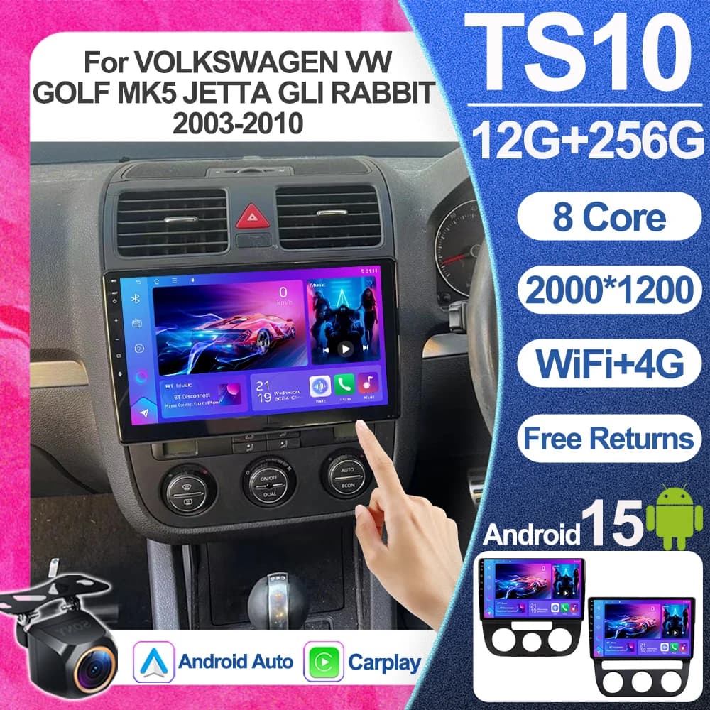 Android 16 For Volkswagen Vw Golf Mk5 Jetta Gli Rabbit 2003-2010 Carplay 3d Real-time Dynamic Multimedia Video Player Wifi 5g