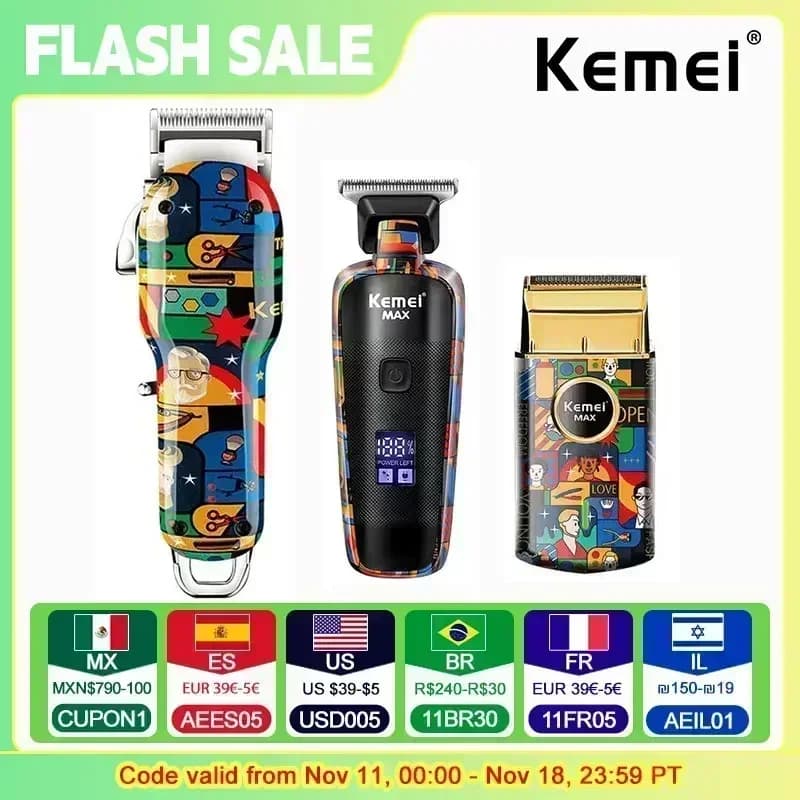 Kemei Haircut Reloadable Model Electric Graffiti Professional Barbiere Trimmer Man Razor KM-MAX2092 KM-MAX5090 KM-RS7098