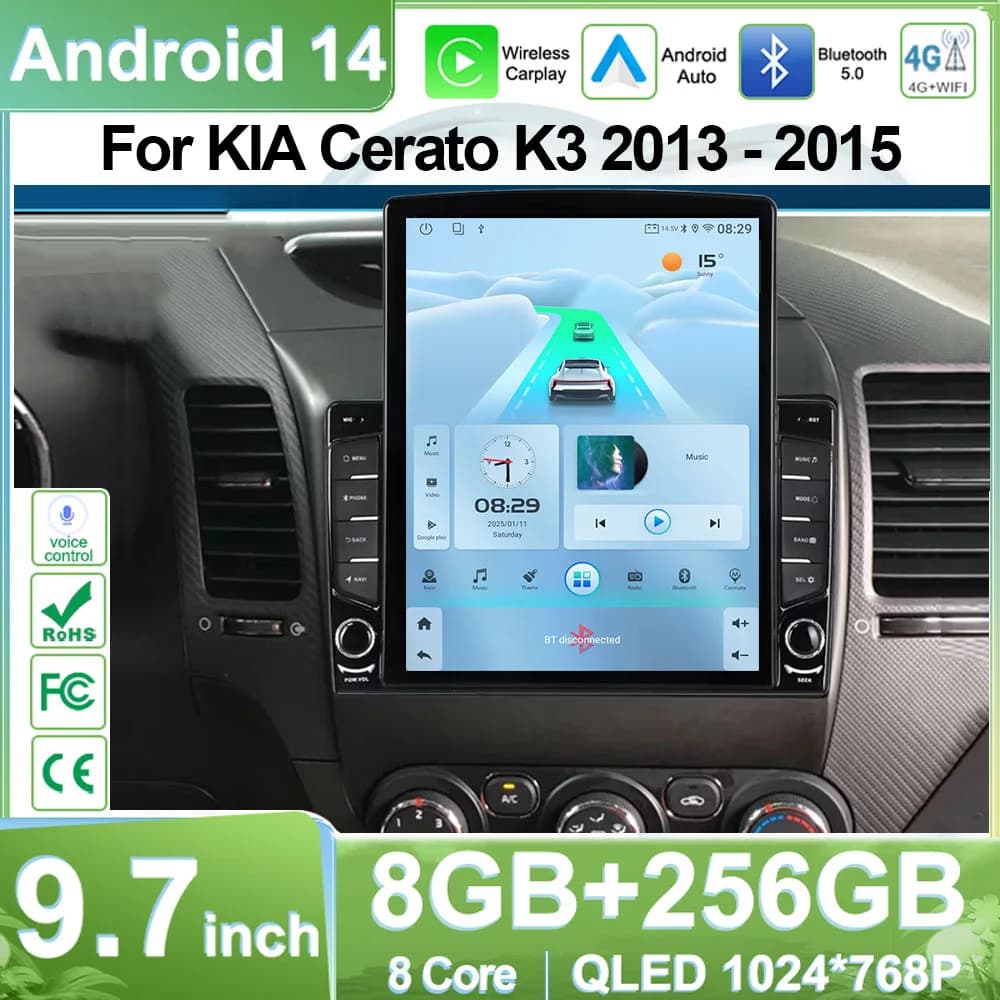 Android da 9.7 pollici per KIA Cerato K3 2013 - 2015 Car Auto Stereo Radio Lettore video multimediale GPS Touch QLED Schermo WIFI DSP DVD