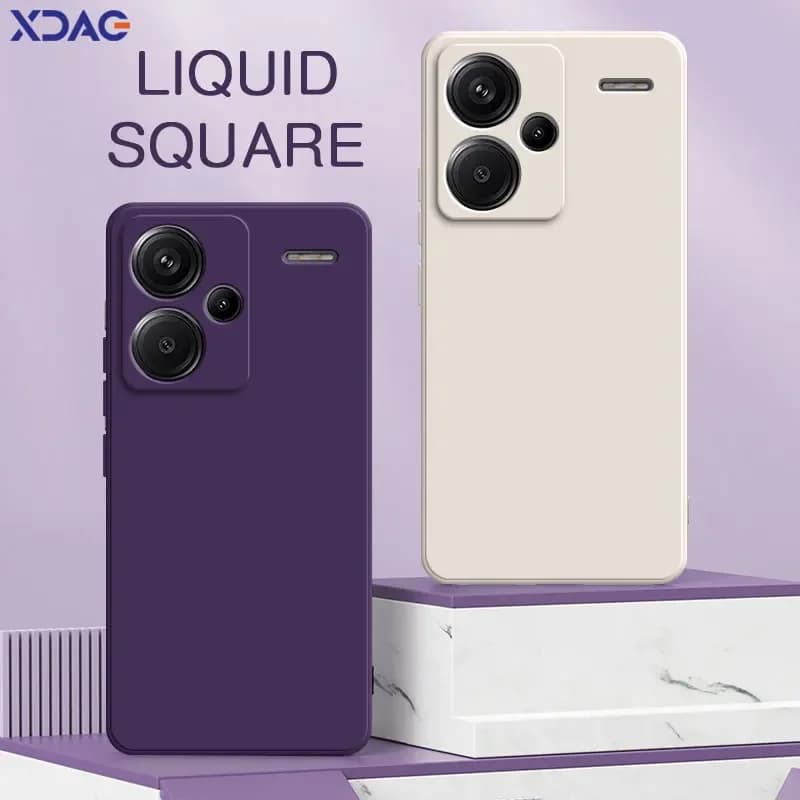 Fluid Silicone Square Phone Case for Xiaomi Redmi Note 13 Pro Plus 360 Soft Back Cover Camera RedmiNote13 13Pro Bags