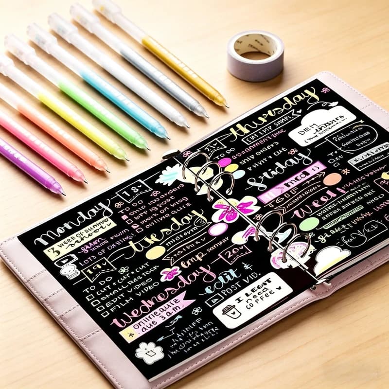 Set di 9 Penne Gel Bianche, Oro e Argento, Evidenziatori da 0,6 mm per Schizzi, Disegno, Fumetti e Materiali Artistici