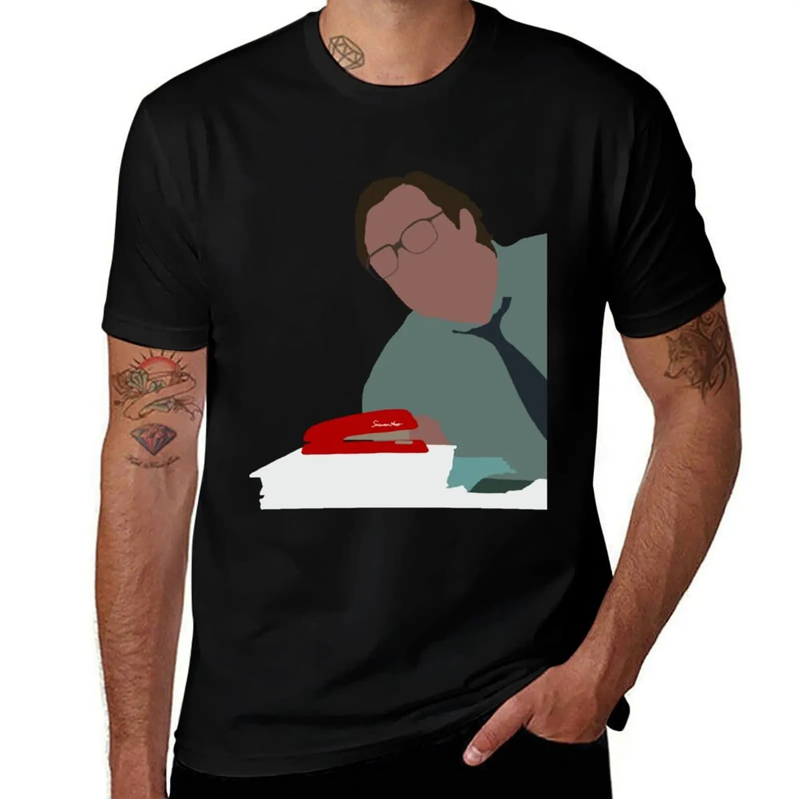 Milton Stapler - T-shirt Office Space taglia grande, top casual semplice