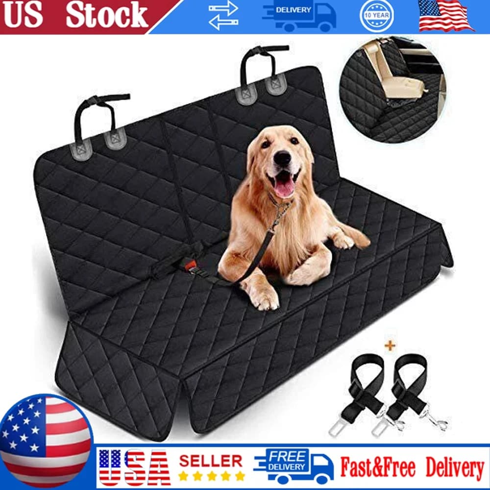 Set Universale di Protezione per Sedile Posteriore Auto, Tappetino Impermeabile Antiscivolo con 2 Cinture di Sicurezza per Cani