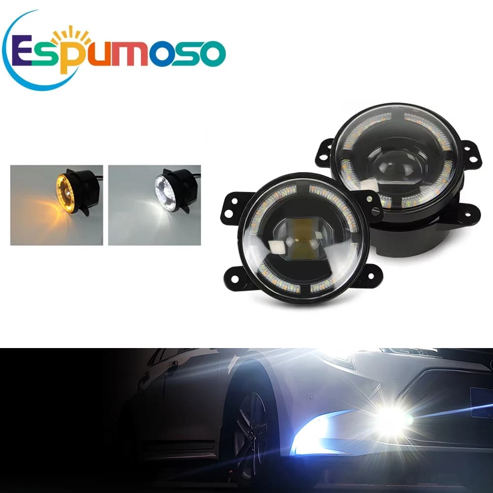 Fari fendinebbia a LED da 4 pollici 60W con anello luminoso bianco DRL e indicatore di direzione, gruppo fendinebbia per Wrangler JK TJ LJ Dodge Chrysler