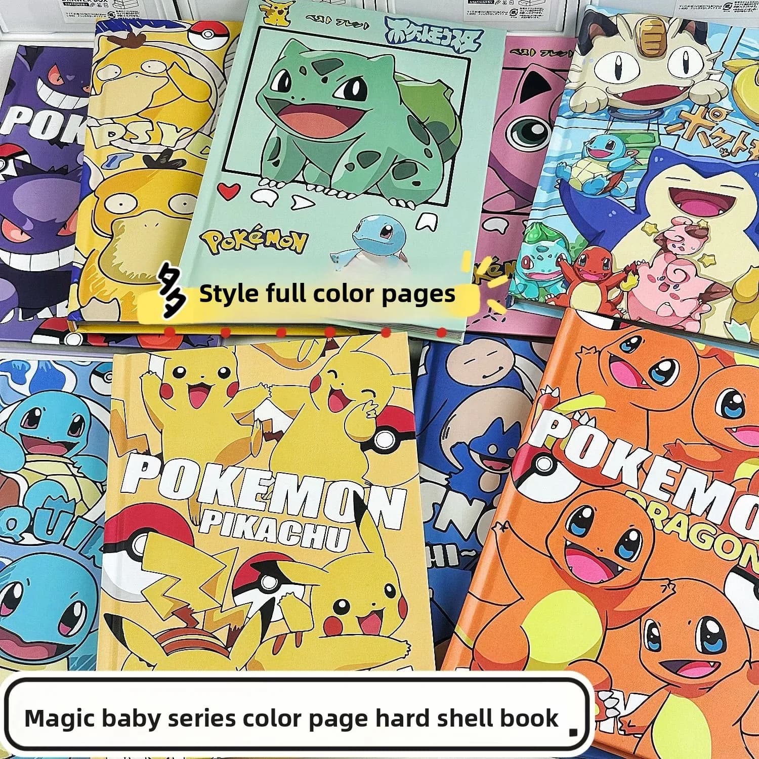 Pokemon Anime Peripherals Study Stationery Supplies Pikachu Gengar Snorlax A5 Full-colored Inner Page Notebook Diary Kids Gifts