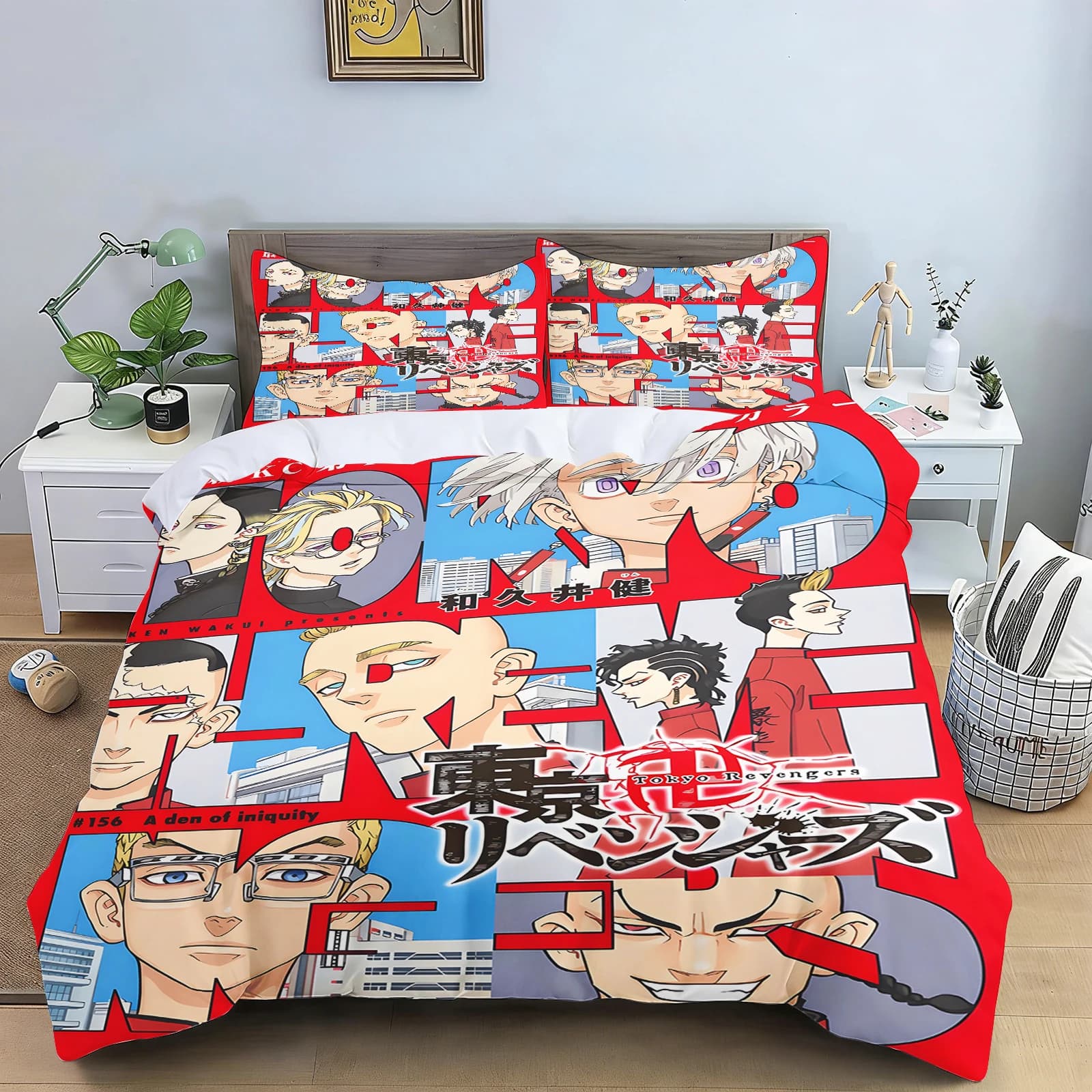 Set di Biancheria da Letto Anime Tokyo Revengers, Copripiumino Singolo, Matrimoniale, Queen, King Size in Morbido Poliestere per Fan e Decorazione Camera da Letto