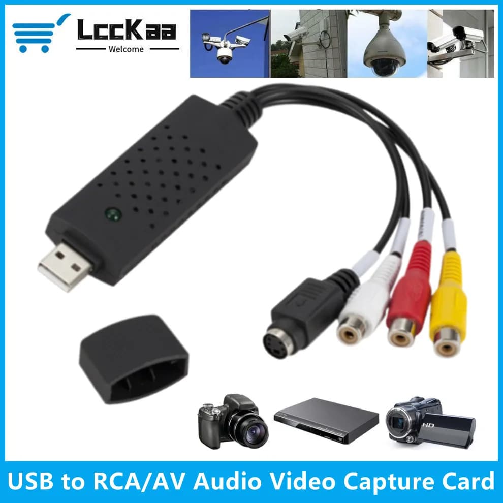 LccKaa Adattatore scheda di acquisizione audio video USB con cavo USB Convertitore di acquisizione video da USB 2.0 a RCA per dispositivo di acquisizione TV DVD VHS