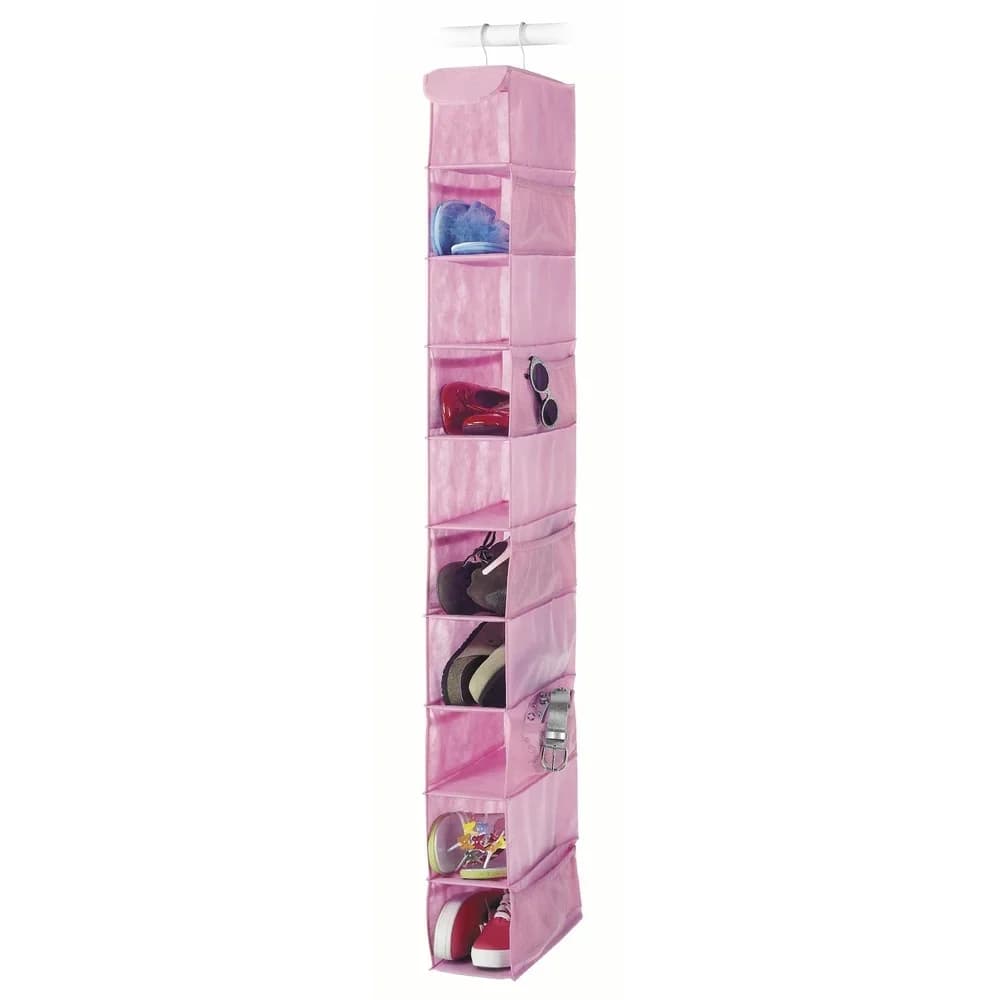 Organizzatore di scarpe da appendere a 10 ripiani Scaffale di stoccaggio per carichi pesanti Scarpe Giocattoli per bambini Accessori Panno con ganci metallici Camera da letto per aula