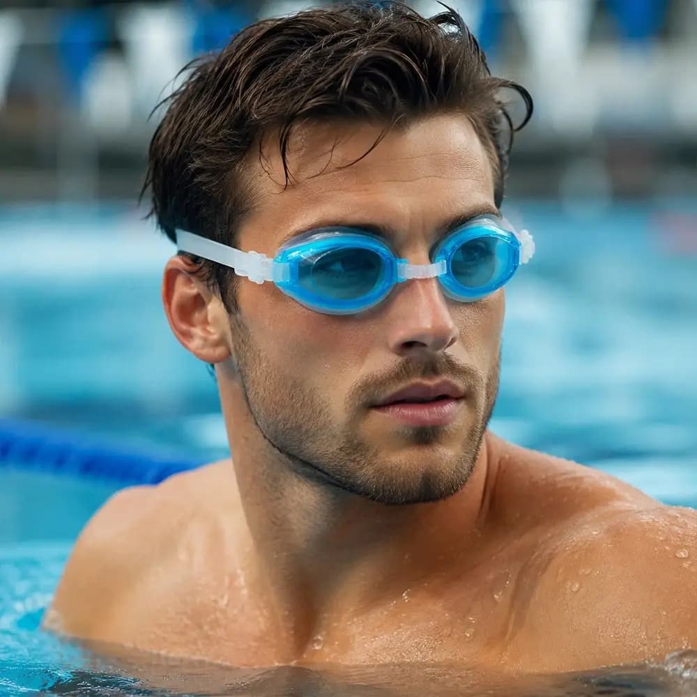 Adjustable Head Strap Swimming Goggles Soft Silicone Eye Seal HD Clear Lens Waterproof Swim Eyewear Earplug