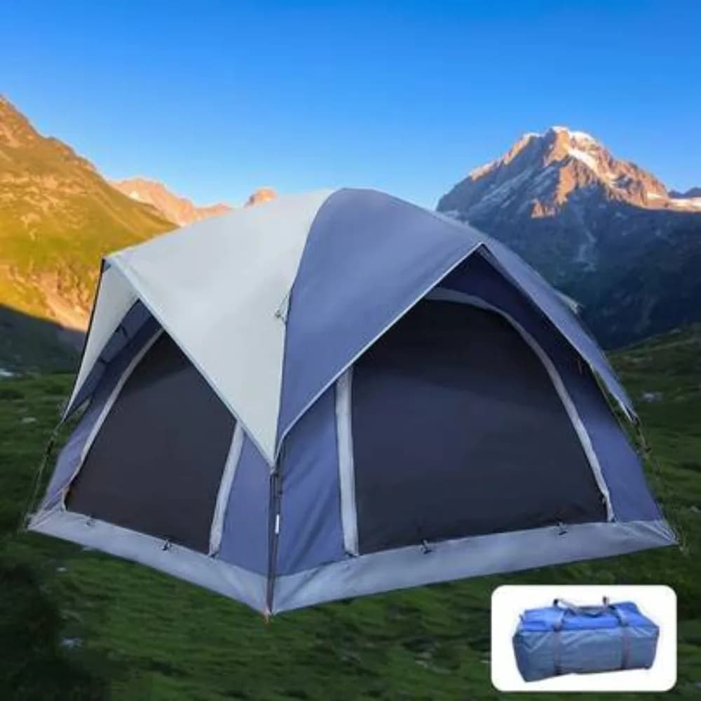 4 Person Camping Tent Waterproof Dome Tent Removable Rainfly Ventilated Double Layer Design 2 Doors Large Mesh Windows Lightweight Portable Easy Quick Setup for Hiking Trekking Traveling Beach Picnic Backyard All Seasons Windproof Rainproof Sun Shelter