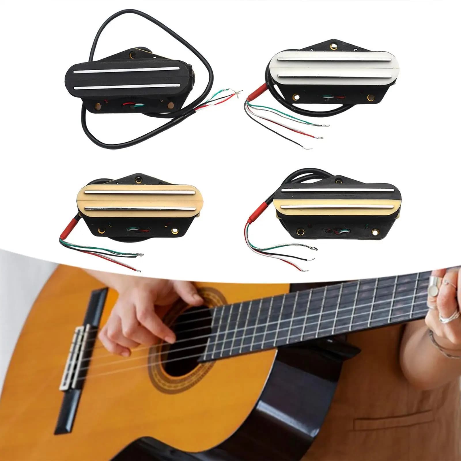 Pickup Humbucker Stereo per Chitarra, Parti per Strumenti Musicali Multiuso per Ukulele, Mandolino, Guzheng, Chitarra Acustica, Banjo