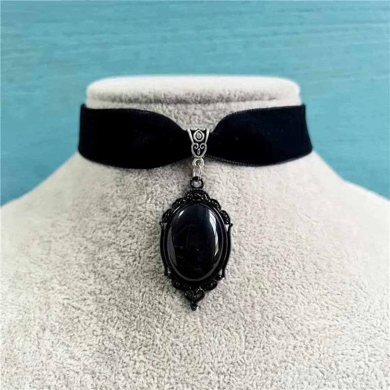 Gothic Witch Pagan Blood Red Pendant Choker Necklace for Women, Vintage Black Velvet Collar Necklace, Dark Aesthetic Personalized Fashion Jewelry Accessories Halloween Party Gift