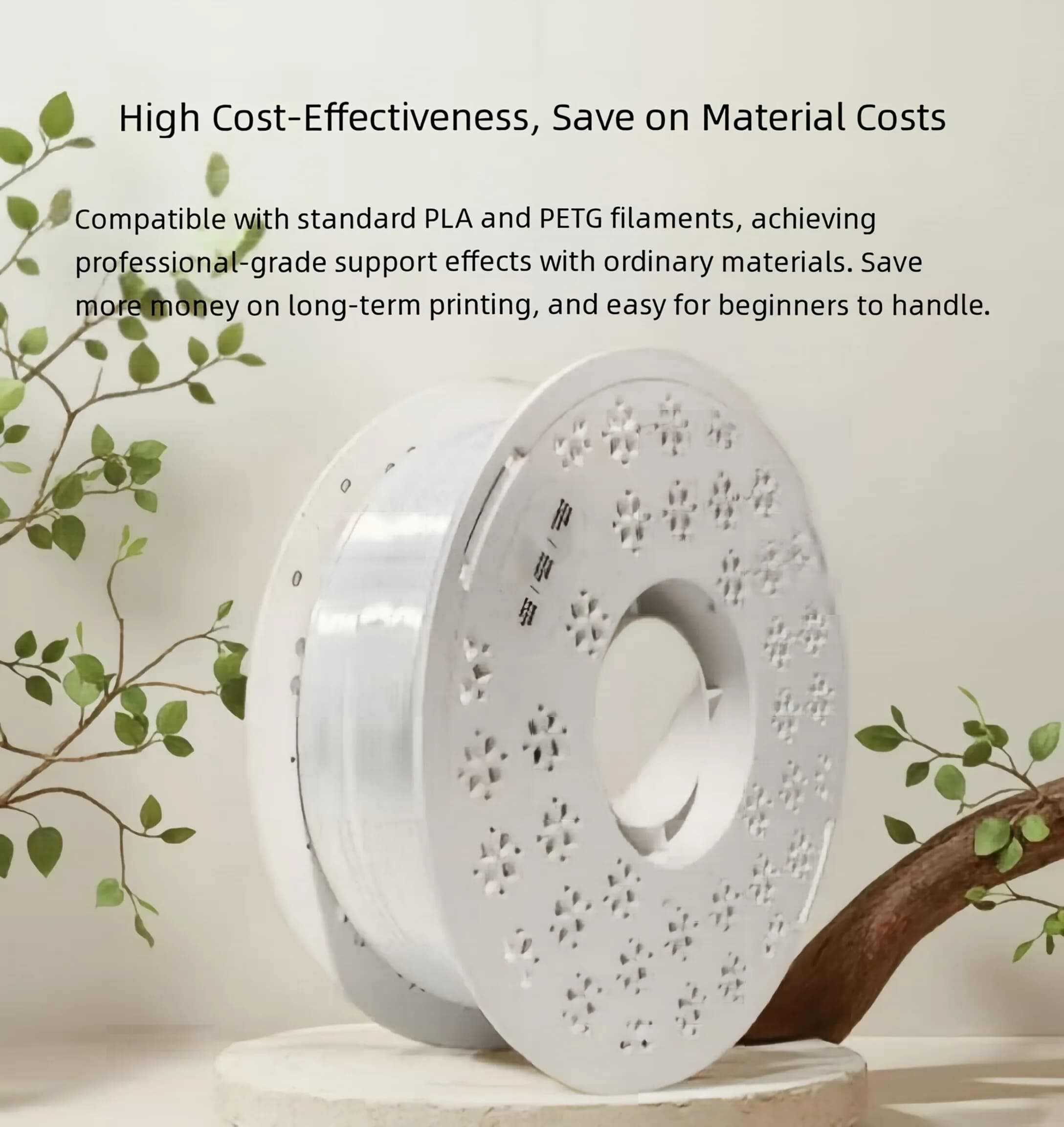 Filamento per Stampante 3D PLA/PETG 1.75mm, Materiale di Supporto Facile da Rimuovere per Stampanti FDM, Bobina da 1KG, Superficie Liscia Senza Danni