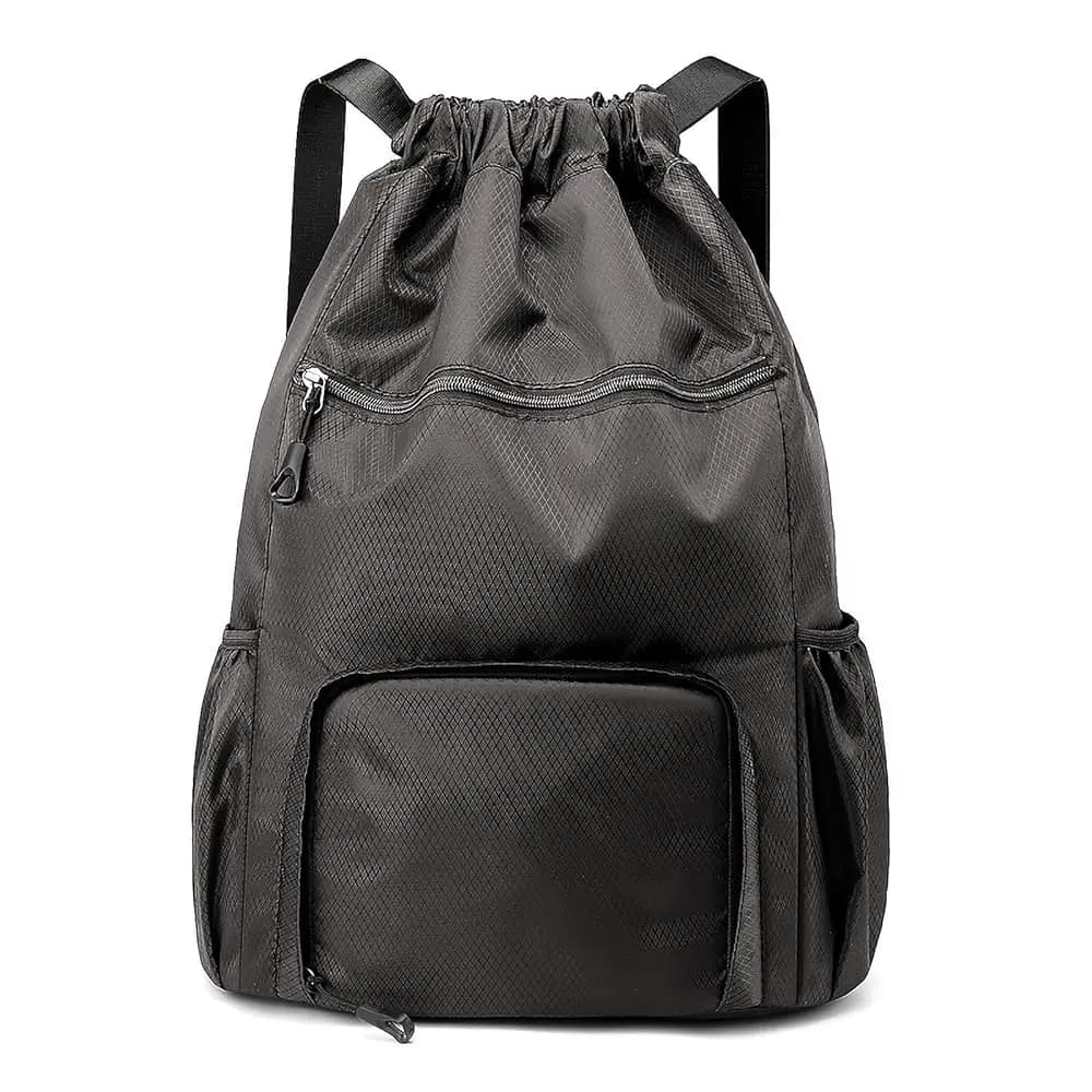Zaino sportivo con coulisse e scomparto per scarpe, in tessuto Oxford resistente, tasca impermeabile, borsa a sacco idrorepellente