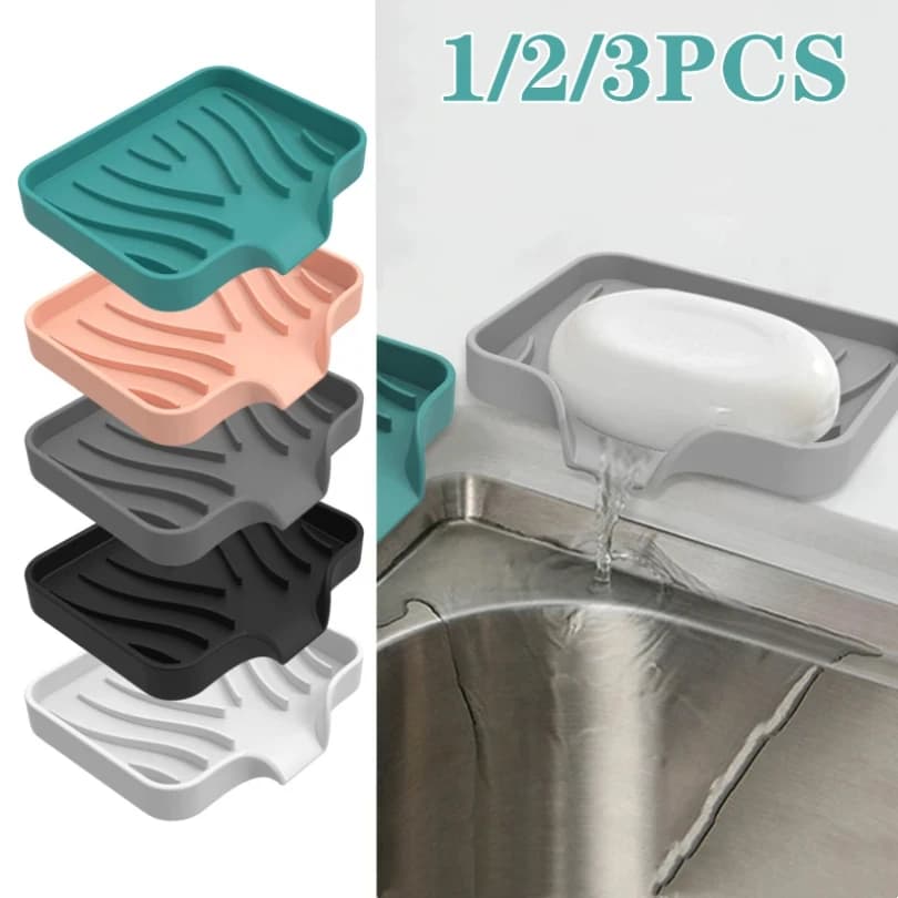 Portasapone in silicone per bagno Portasapone autodrenante Lavello da cucina Portasapone Spugna Tappetino di scarico Dispenser di sapone da appoggio