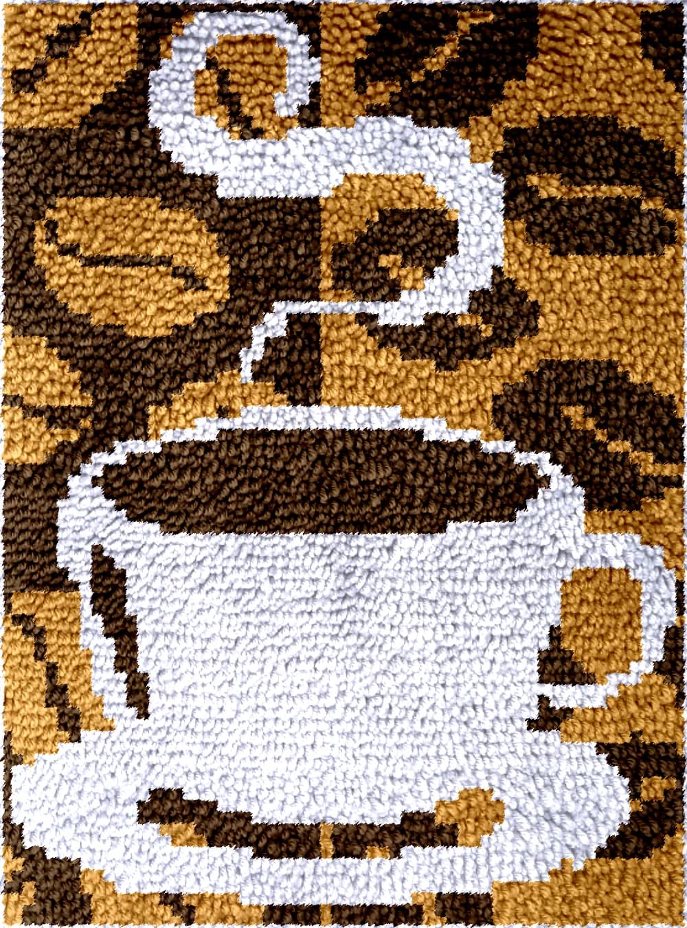 Embroidery Canvas Latch Hook Kits, GT9 Coffee Unfinished Acrylic Yarn, Embroidery Cushion, Cross Stitch Carpet