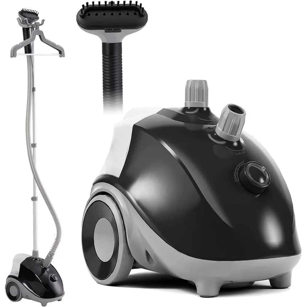 Vaporizzatore per Vestiti Professionale da 1500W con Ruote, Serbatoio da 1,7L per 55 Minuti di Vapore Continuo, Rimuovi-Piega a Vapore Potente
