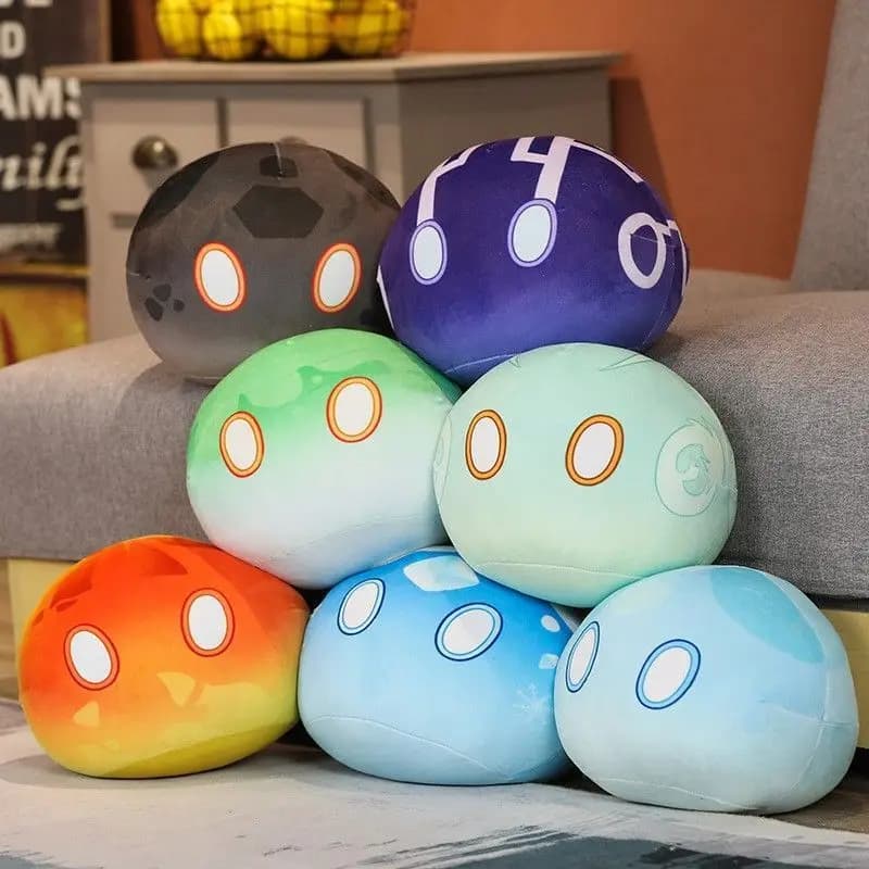 Peluche Genshin Impact Slime, morbido cuscino rotondo a tema anime, per divano o casa, regalo di compleanno per i fan del gioco anime.