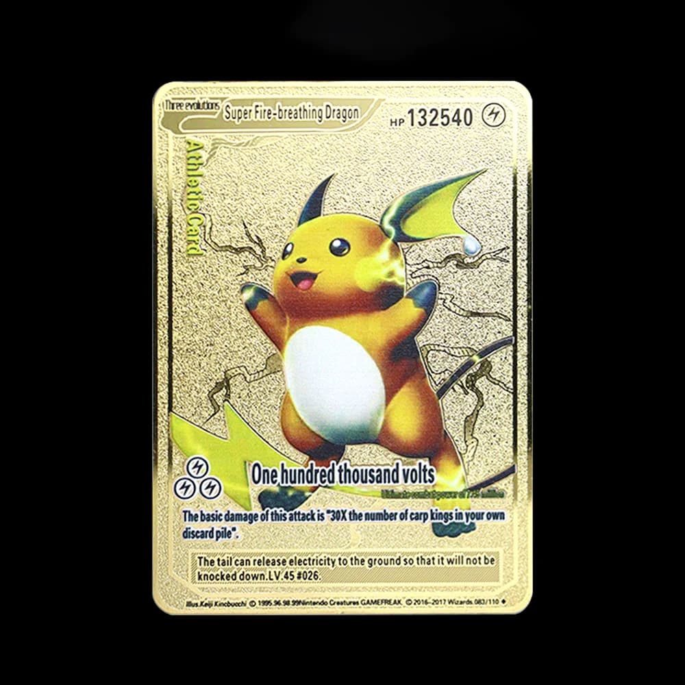 183200 Points High Mach Pikachu Charizard Poke Ball Metal Black English French Metal Card Vmax Mega GX Game Collection Card