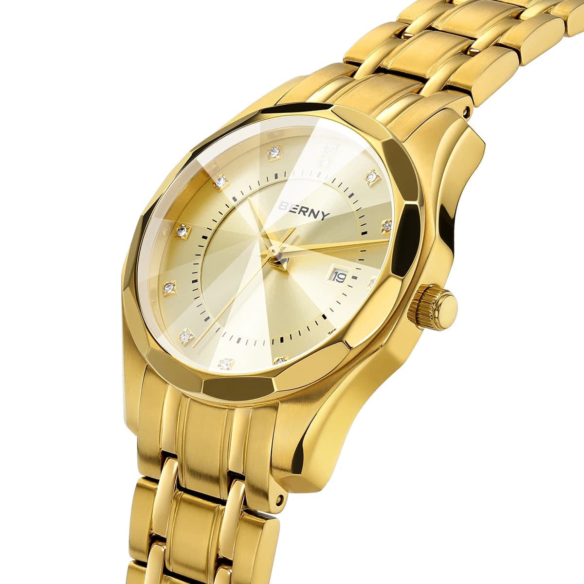 BERNY Women's Watch Waterproof Wrist Watch Golden Quartz Watch Fashionable Men's Watch Stainless Steel