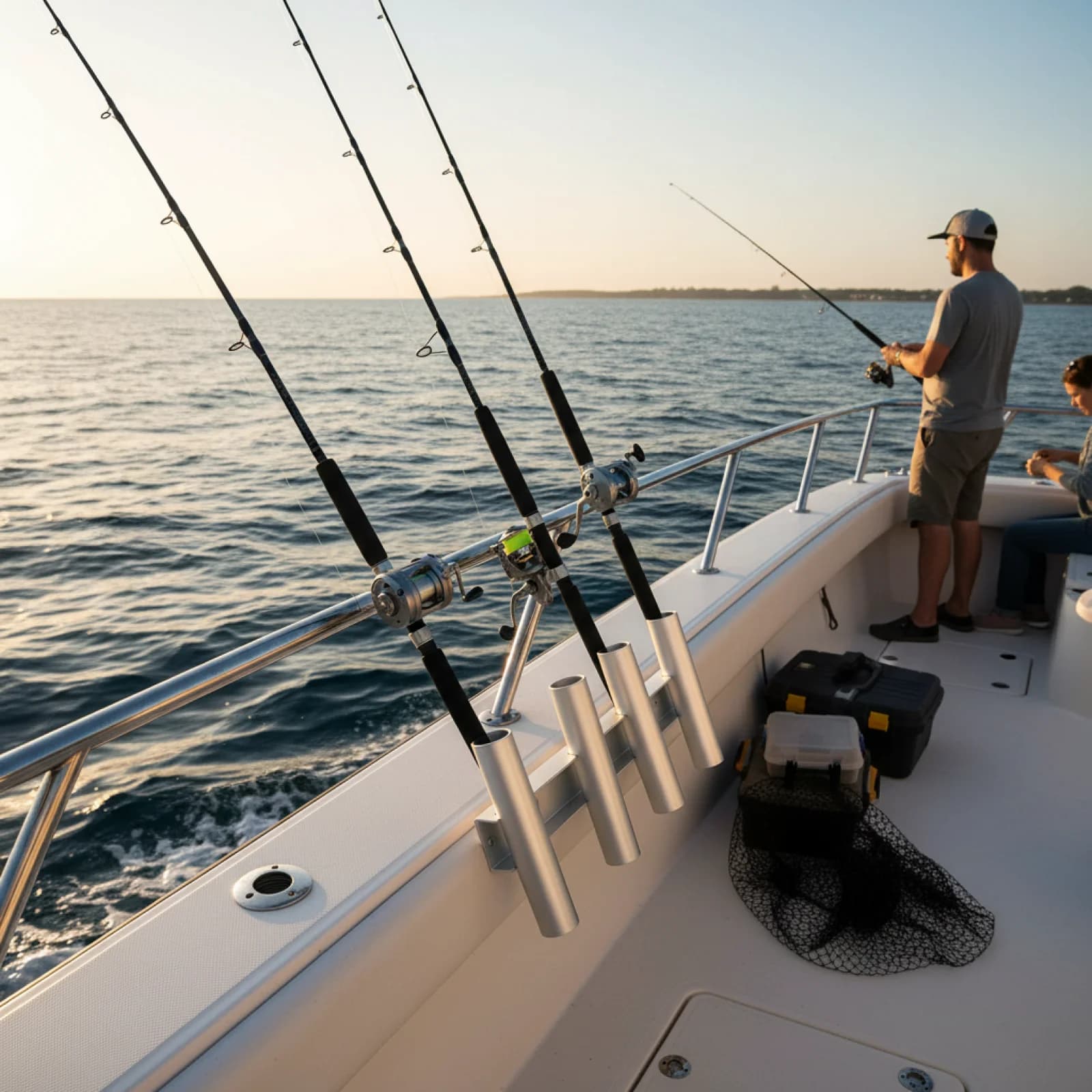 Portacanne da Pesca in Alluminio a 3 Tubi, Supporto Regolabile per Barche, Yacht e Pesca in Acqua Dolce