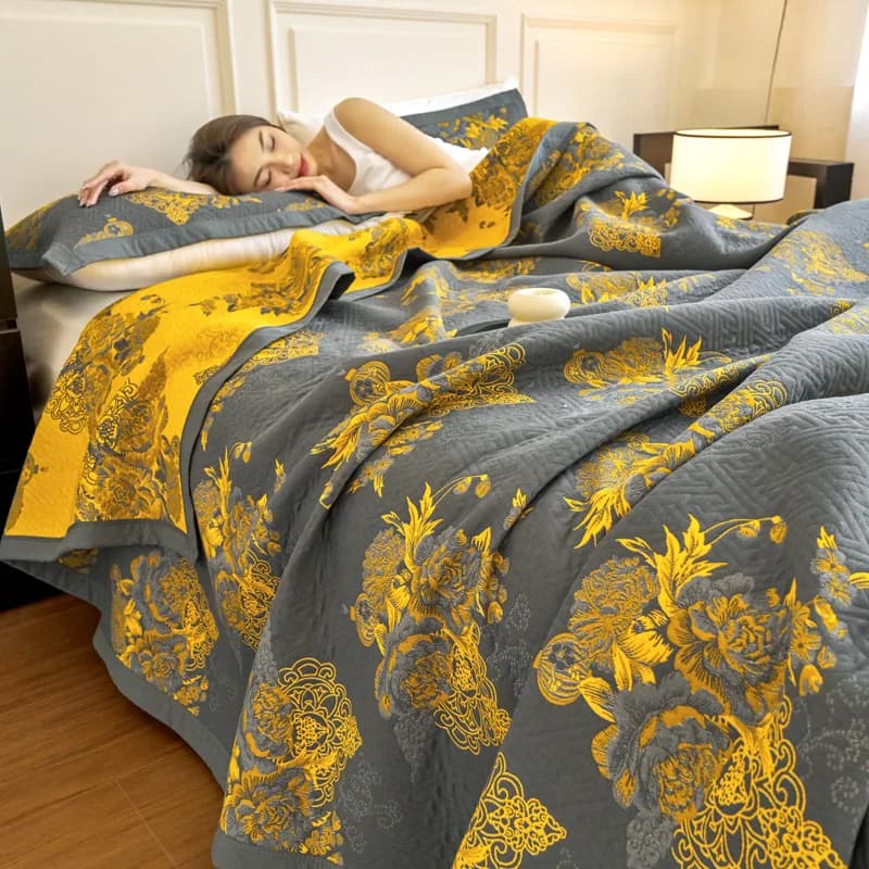 Coperta in garza di cotone tipo mussola, classe A, delicata sulla pelle, traspirante, multifunzionale, leggera, tipo telo, per letto e divano