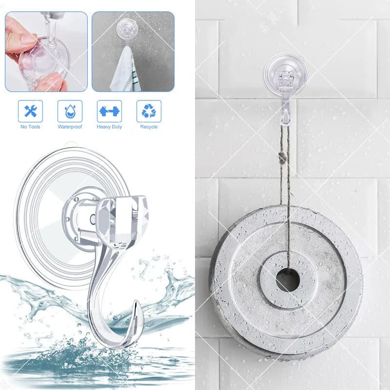 Forte ransparente riutilizzabile ventosa sottovuoto gancio vetro non perforato cucina bagno forniture da parete gancio per asciugamani e ombrellone